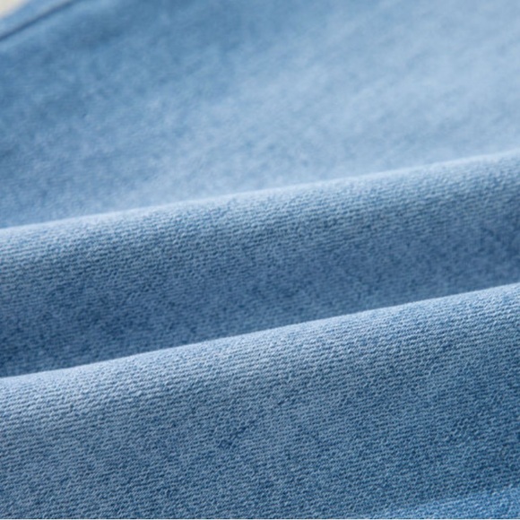 Light Blue High Rise Shift Slit Straight Leg Jeans - Picture 9 of 14